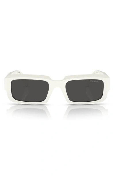 Prada Geometric Logo Acetate & Plastic Rectangle Sunglasses In Bone