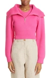 Jacquemus La Maille Risoul Cropped Wool Jumper In Pink