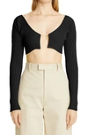 JACQUEMUS LA MAILLE PRAL RIB CROP CARDIGAN