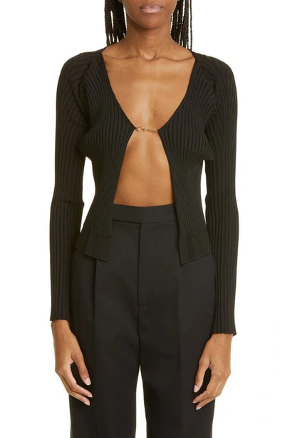 Jacquemus La Maille Pral Rib Cardigan In Black