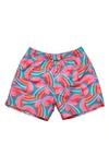 SNAPPER ROCK KIDS' GEO MELON SWIM TRUNKS