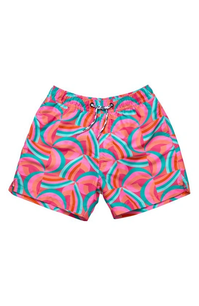 SNAPPER ROCK SNAPPER ROCK KIDS' GEO MELON SWIM TRUNKS