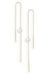 Poppy Finch Cultured Pearl Threader Earrings In 14k Yellow Gold