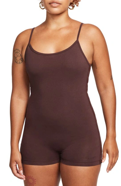 Nike Tape Shade Cotton Blend Romper In Brown