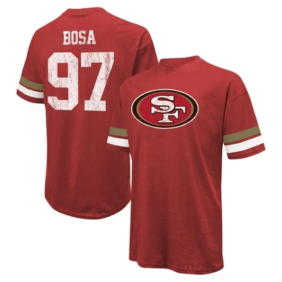 MAJESTIC MAJESTIC THREADS NICK BOSA SCARLET SAN FRANCISCO 49ERS NAME & NUMBER OVERSIZE FIT T-SHIRT