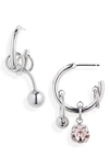 JUSTINE CLENQUET SALLY MISMATCHED CHARM HOOP EARRINGS