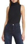 Frame Ribbed-knit Turtleneck Top In Black