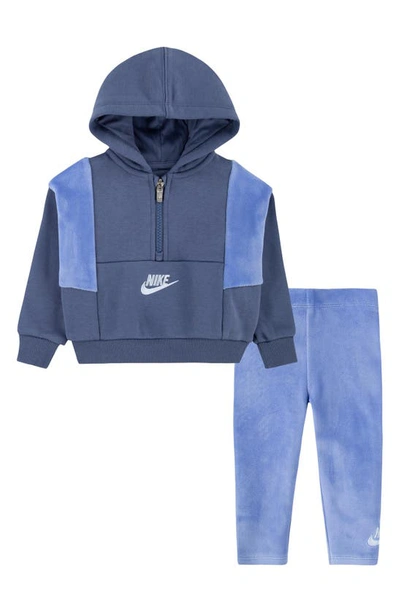 Nike "home Swoosh Home" Leggings Set Baby 2-piece Hoodie Set In Blue
