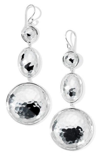 Ippolita Large Hammered Triple Snowman Earrings In 925 Sterling Silver In Classico