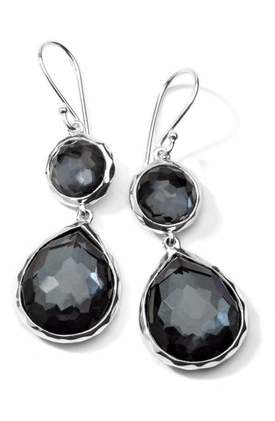 Ippolita Sterling Silver Rock Candy Mini Teardrop Snowman Earrings In Hematite Doublet