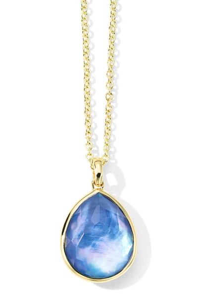 Ippolita 18k Gold Rock Candy Medium Teardrop Pendant Necklace In Rock Crystal Mop And Lapis Triplet