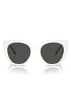 Prada Two-tone Acetate Cat-eye Sunglasses In White/gray Solid