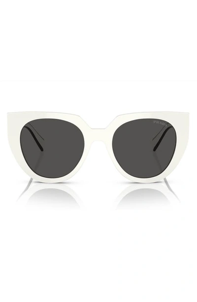 Prada Two-tone Acetate Cat-eye Sunglasses In White/gray Solid