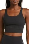 Nike Ribbed Longline Sports Bra In Black/ Black/ Pcg3c