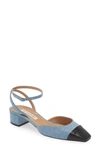 Aquazzura French Flirt 35 Denim And Leather Pumps In Blue/ Black