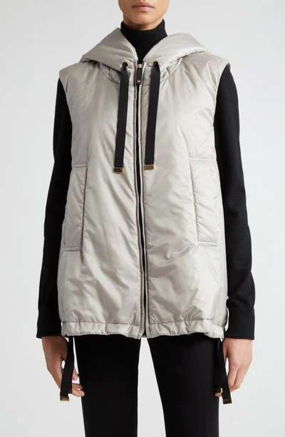 Max Mara Waterproof Quilted Nylon Short Vest In Caulk