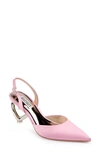 Badgley Mischka Lucille Satin Heart-heel Slingback Pumps In Diamond Pink