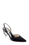 Badgley Mischka Lucille Satin Heart-heel Slingback Pumps In Black