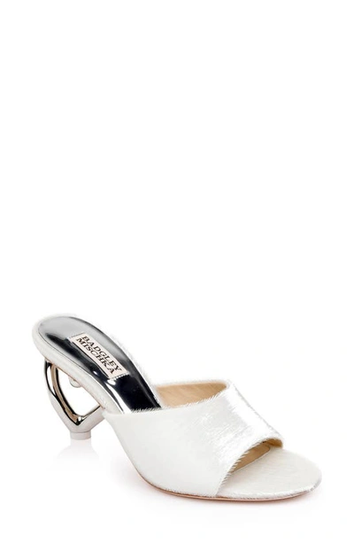 Badgley Mischka Lucid Heart-heel Mule Sandals In Soft White