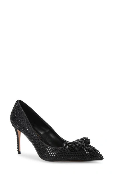 Kurt Geiger London Womens Black Belgravia Bow Crystal-embellished Courts