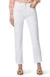 Paige Cindy Slim Straight Cropped Jeans In White Noise