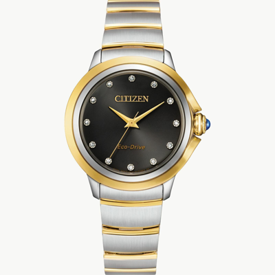 Pre-owned Citizen Ceci Em0954-50e Eco-drive Diamond Accent Two-tone Women's Watch $550