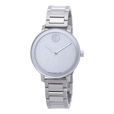 Pre-owned Movado Bold 3600827 Evolution Silver Tone Dust Dial Stainless Steel Womens Watch