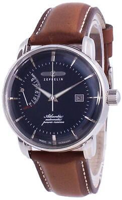 Pre-owned Zeppelin Atlantic Blue Dial Brown Leather Strap Automatic 8462-3 Men's Watch 50m