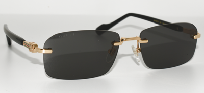 Pre-owned Gucci Sunglasses  Gg1221s 001 L Rimles Gold-black / Grey Lens In Gray