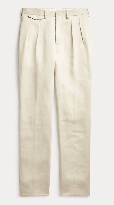Pre-owned Rrl Ralph Lauren Double Rl  Italy Slim Fit Linen Cream Sateen Suit Trouser Pants In White