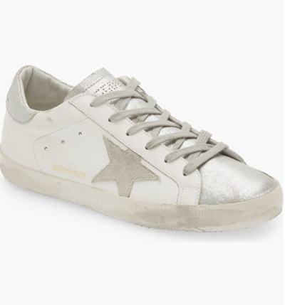 Pre-owned Golden Goose Women's Super Star Sneaker, White/ivory/silver 3523 - Retail $595