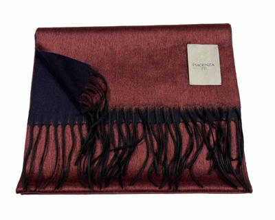Pre-owned Piacenza Cashmere Men's Scarf Double-face 82249/44 Mirror Made In Italy In Burgundy/blue