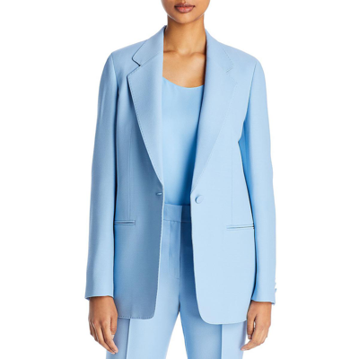 Pre-owned Lafayette 148 York Womens Wool Blend One-button Blazer Jacket Bhfo 2262 In Blue