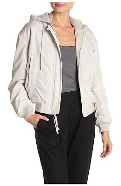 Pre-owned Vince Soft Faux Shearling Lined Zip Bomber Jacket, Lucite, Large, Msrp $525