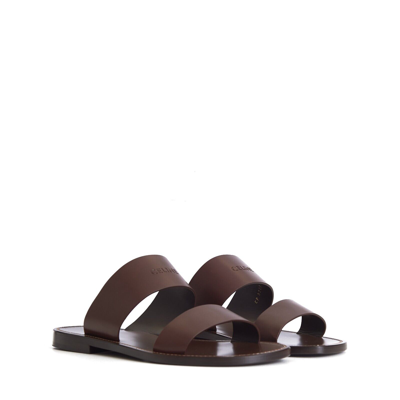 Pre-owned Celine 660$ Dark Brown Calfskin Leather Sandals - Lerins Vegetal Tanning