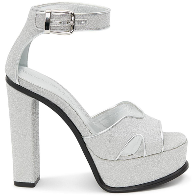 Pre-owned Alexander Mcqueen Womens Pf22 Ankle Strap Platform Sandals Shoes Bhfo 9349 In Silver/silver