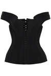 MUGLER OFF-SHOULDER CORSET TOP