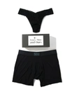 Hanky Panky Signature Lace Original Rise Thong And Saxx Super Soft Vibe Boxer Brief In Black