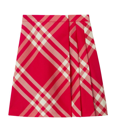 Burberry Kids' Wool Check Pleated Skirt (3-14 Years) In Red