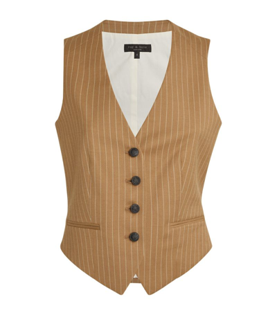 Rag & Bone Striped Priya Waistcoat In Beige