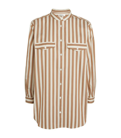 Frame Cotton Striped Shirt In Mocha Multi