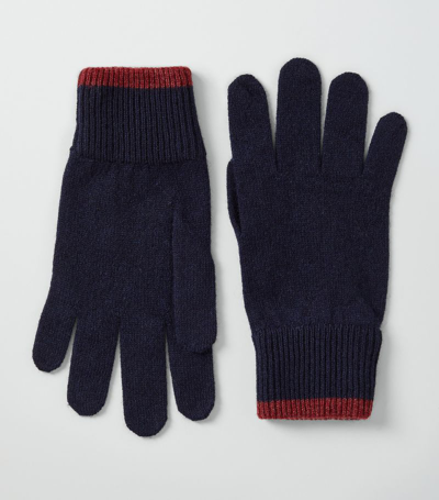 Brunello Cucinelli Kids' Ribbed Cashmere Gloves In Blue