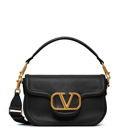 Valentino Garavani Leather Alltime Shoulder Bag In Black
