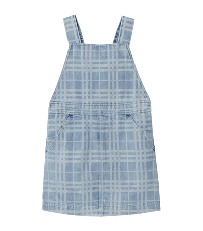 Burberry Kids' Japanese Denim Check Pinafore Dress (3-14 Years) In Blue