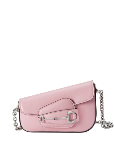 Gucci Horsebit Leather Shoulder Bag In Pink