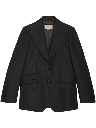 Gucci Gg Wool Jacquard Jacket In Black