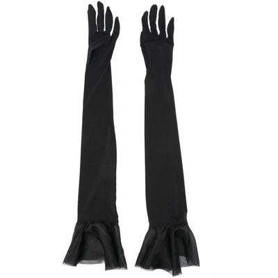 Anna October Ruffled-cuffs Elbow-length Gloves In Black