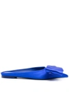 Ferragamo Satin Mules With Single Maxi Bow In Blue