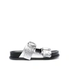 Jil Sander Black Leather Sandals With Buckle Detail In Silver