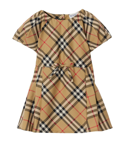 Burberry Stretch-cotton Vintage Check Dress (6-24 Months) In Brown